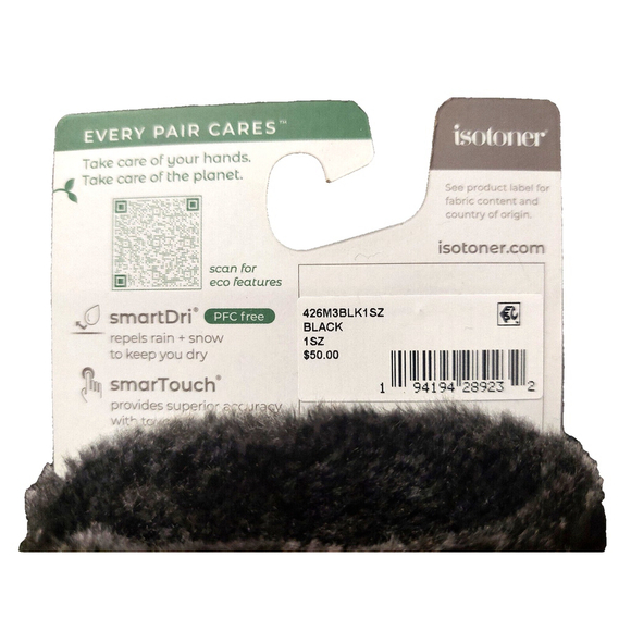 Isotoner Signature Black Fleece Gloves Faux-Fur Cuffs Sz One Size NWT - Picture 10 of 13